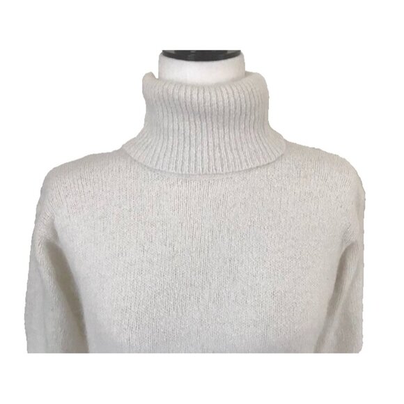 Vintage BAY CLUB Turtleneck Sweater Size Large Silk Angora Blend Ivory - Picture 2 of 7